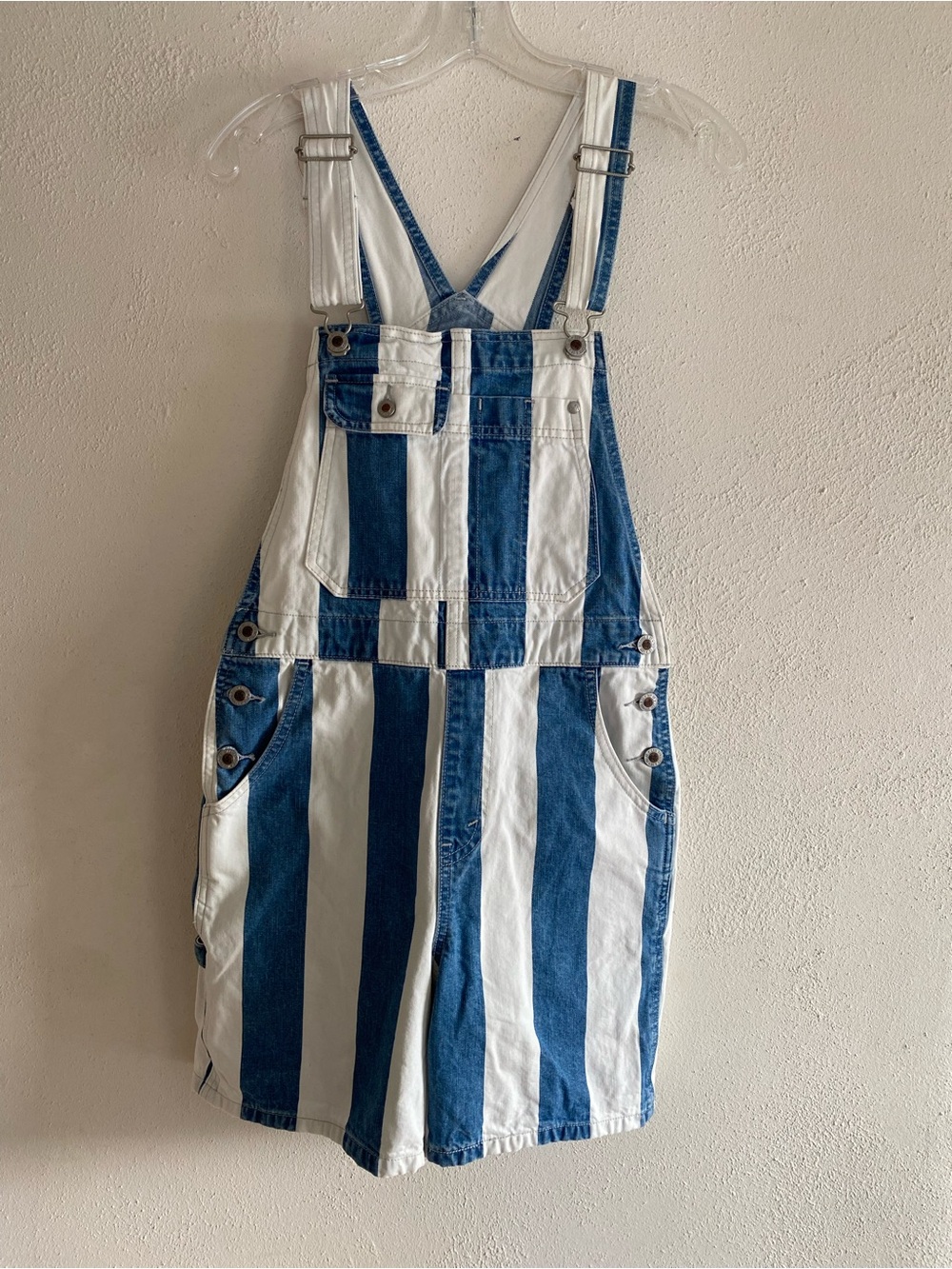 Levi's Silver Tab Blue & White Striped Denim One-Piece Overalls